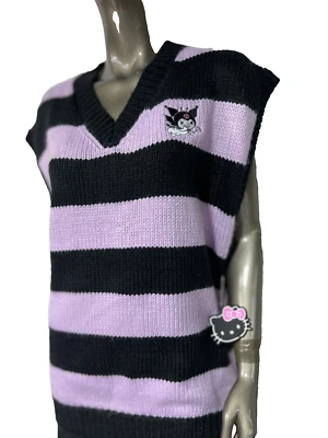 Hello Kitty Kuromi Stripe Sweater Vest Womens Size 1X Stipe Pink Black New Tags - Image 1 of 4