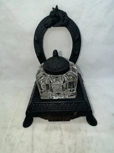 Antiguo tintero de hierro fundido herradura ecuestre occidental Peck Stow & Wilcox Co - Imagen 1 de 24