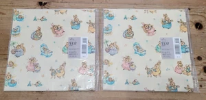 Vtg Hallmark Baby Gift Wrap Paper Mary Hamilton Mouse Bunny x2 Pkg 4 Sheets NOS - Picture 1 of 3