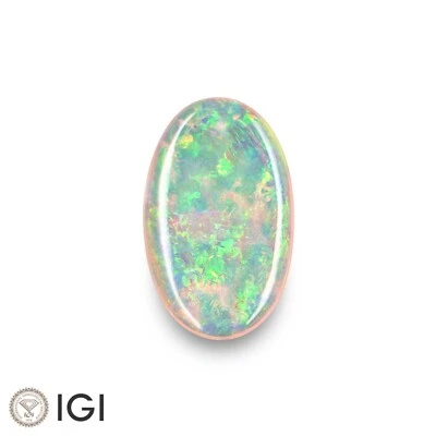 IGI Certified AUSTRALIA White Opal 4.74 Ct. Natural Untreated OVAL Play of Color - Image 1 of 4