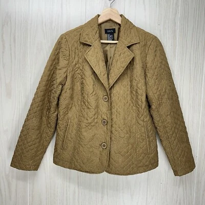 Chaqueta acolchada R.Q.T para mujer talla S marrón botón delantero manga larga bordada Foto 1 de 4
