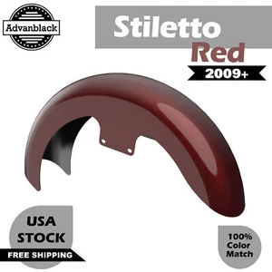 Stiletto Red 19 inch Reveal Wrapper Hugger Front Fender For 09+ Harley Touring - Picture 1 of 9