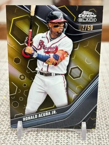 2023 Topps Chrome Black #49 Ronald Acuna Jr. (Gold Refractor) #02/50 Braves - Picture 1 of 2