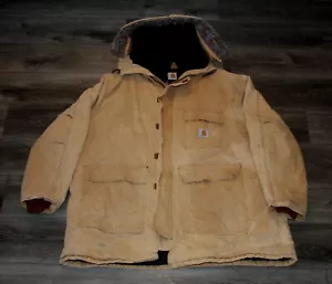 Parka Siberiana Carhartt WIP Acolchada Desteñida Con Capucha Grande Abrigo de Trabajo Pesado Usado - Imagen 1 de 5