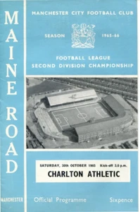 Manchester City vs Charlton Athletic Programme October 30 1965 - Picture 1 of 2