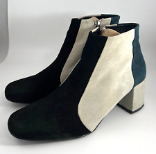 Matisse Lad Suede Colorblock Zip Bootie Ankle Boot Size 9.5 Black Cream Women