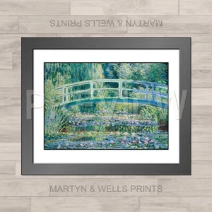 Claude Monet framed print: Lilies and Japanese Bridge. Textured canvas paper. - Picture 1 of 6