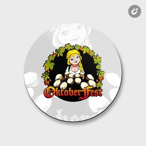 Oktoberfest Girl Bear Party Animal | 4'' X 4'' Round Decorative Magnet - Picture 1 of 2