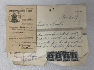 CASSA DI RISPARMIO DI ROMA 1944 Servizio Cassette di Sicurezza Tessera +ricevute - Picture 1 of 2