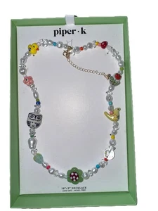 Piper K Multicolor Whimsical Glass Bead Necklace Mushroom Owl Flower Duck NEW - Picture 1 of 6