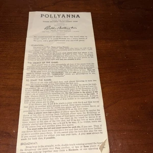 Pollyanna 1951 de colección instrucciones solo para juego de mesa Parker Brothers - Imagen 1 de 3