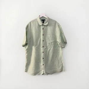 Lands’ End Tailored Fit XL Tall Green Striped Short Sleeve Shirt Cotton - Picture 1 of 3