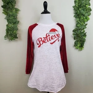 Camicetta Babbo Natale piccola rossa vellutata glitter credi Natale top festa - Foto 1 di 9