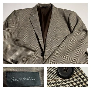 John W Nordstrom Pure Cashmere Tan Glen Plaid Jacket Sport Coat  Canada 46 - Picture 1 of 16