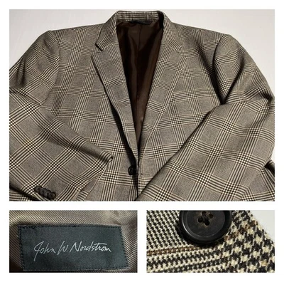 Abrigo deportivo chaqueta a cuadros John W Nordstrom cachemir puro tostado Glen Canadá 46 Foto 1 de 4