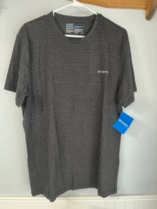 T-shirt uomo Columbia grigio/nero a righe manica corta girocollo taglia XL nuova con etichetta - Foto 1 di 7