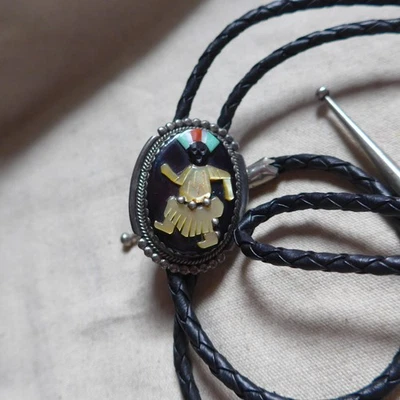 CORBATA BOLO ZUNI BEV ETSAT ESTERLINA MULTI PIEDRA HECHA A MANO de colección Foto 1 de 4