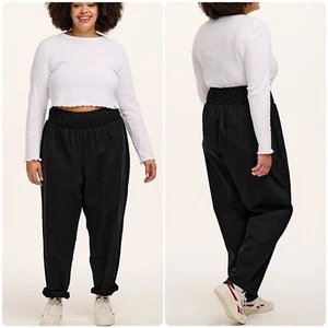Lucy & Yak Alexa Cotton Trouser Pants in Black Womens XL US 16-18 Elastic Waist - Picture 1 of 14
