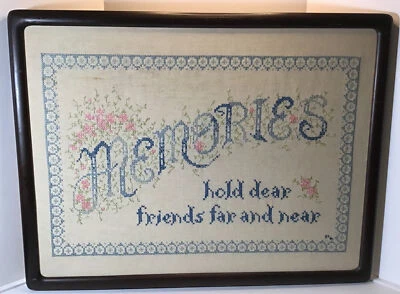 Hand Crafted Cross Stitch  Framed “ Memories Hold Dear..” By Lee B4 25” X 20” - Image 1 of 4
