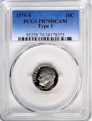 1979-S Type-1 Roosevelt Dime(10C) PCGSPR70 DCAM-Fading Blue Label. - Image 1 of 4