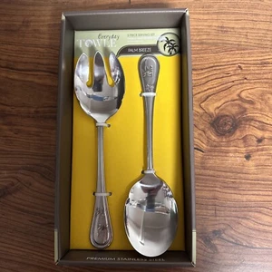 Towle Palm Breeze 2 Pc Premiums Stainless Steel Serving Fork & Spoon Set NIB - Picture 1 of 2