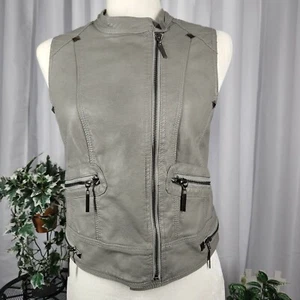Wet Seal Faux Leather Vest Grey Size M - Picture 1 of 10