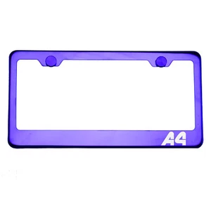 Purple Chrome License Plate Frame A4 Laser Etched Metal Screw Cap - Bild 1 von 8