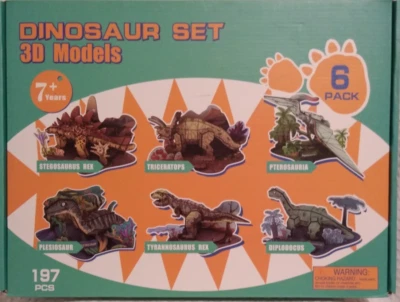 Juego de 6 dinosaurios diferentes Hedstrom modelo 3D 197 piezas Foto 1 de 4
