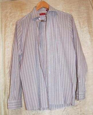 Camisa con botones Hugo Boss para hombre talla 15 32/33 38 a cuadros marrón púrpura algodón Foto 1 de 4