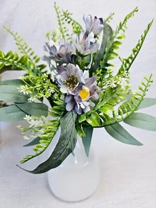 Daisy Fern | Lilac Grey | Artificial Fake | Silk Flower Mini Bouquet | Wedding - Picture 1 of 6