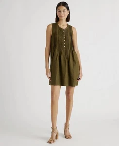 Quince European Linen Swing Dress Martini Olive Size XS Sleeveless Lightweight - Picture 1 of 10