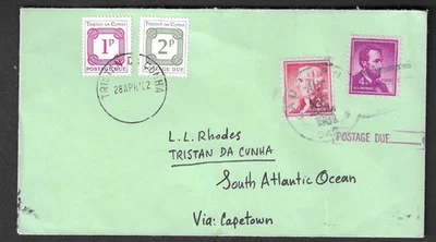 Auburn, Maine 1981 Liberty issue cover to TRISTAN DA CUNHA, due stamps applied - Image 1 of 4