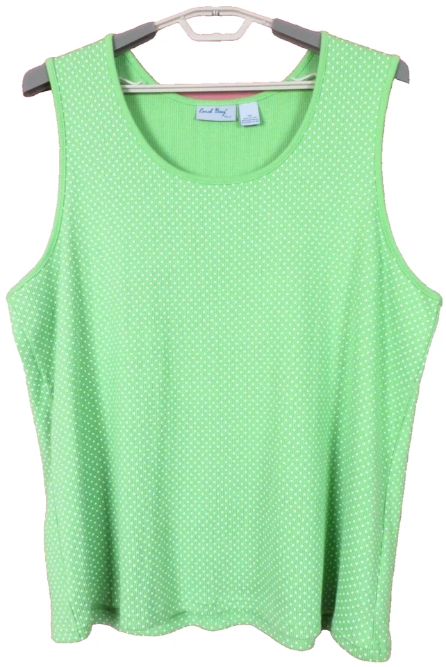 TB11772 CORAL BAY Mujer Algodón Camiseta sin Mangas Lunares Verde Blanco 3X Foto 1 de 4