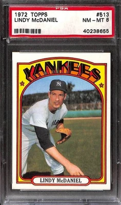 1972 Topps #513 Lindy McDaniel PSA 8 NM-MT 40238655  - Imagem 1 de 3