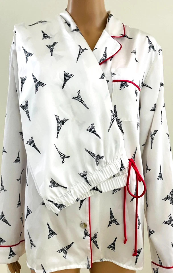 Apt 9 女式 2 件套丝绸多色休闲裤上衣套装 PJ 尺寸 L — 第 1/4 张图片