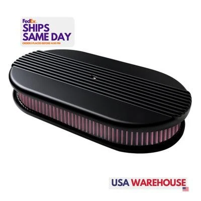 Billet Specialties BLK15650, Kit Air Cleaner Dual Quad Ribbed Black Performance - Image 1 of 4