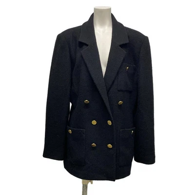 Auténtica chaqueta de lana para mujer CHANEL 21676 tela exterior negra] Foto 1 de 4