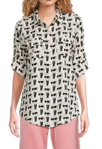 Karl Lagerfeld Paris Damen bedrucktes skurriles Langarmshirt. Größe Small. - Bild 1 von 5