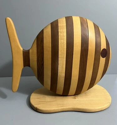 Vintage Gene Sherer Sculptural Wood Fish Jewelry Box 1984 - Image 1 of 4