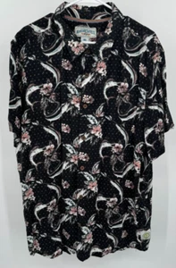 Margaritaville Short Sleeve Shirt Black Floral Marlin Mens Sz XL - Picture 1 of 4