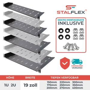 19-Zoll 1U 2U Fachboden ECO RACK Serverschrank Tiefe 150mm - 400mm - Bild 1 von 102
