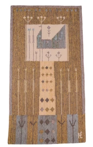 Vintage Mid Century Eva Nemeth Woven Wool Textile Hanging - 52 x 26.5" - Picture 1 of 3