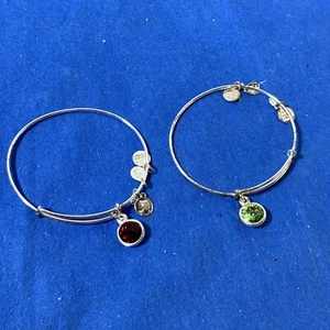 2 Alex & Ani Swarovski Birth Month Crystal Bracelets Green & Red - Picture 1 of 5