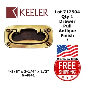 PULL DRAWER 4-5/8" x 2-1/4" x 1/2" Keeler N-4841 Cast Brass Antique Fin. 712504 - Picture 1 of 6