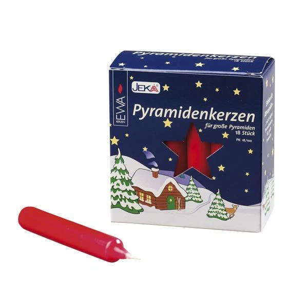SAICO GMBH SEIFFEN Pyramidenkerzen rot, 18er Pack Höhe: 10,5 cm, Ø 1,7 cm NEU Kerze Wachskerze