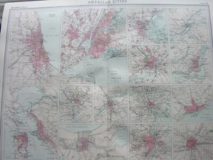 1920 MAP OF AMERCIAN CITIES Chicago New York Quebec Montreal Pt 94 Times Atlas - Picture 1 of 9