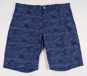 Pantaloncini da golf ibridi Peter Millar Shackelford Performance da uomo 36 blu stampa mimetica - Foto 1 di 10