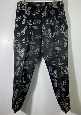 Pantalones parisinos de seda rayón Sigrid Olsen para mujer negros plateados florales 12 Foto 1 de 4