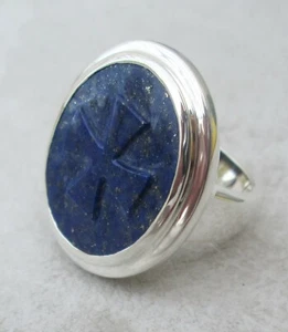 Atemberaubend! Sterling Silber Templer Kreuz Lapis Biker Ring HANDARBEIT Größe US 7,5 - Bild 1 von 4