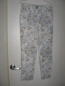 GORDON SMITH WHITE FLORAL COTTON BLEND JEANS SIZE 10 - Picture 1 of 4